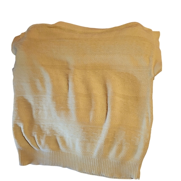 Vintage Cuddle Knit Butter Yellow Short Sleeve Sweater 100% Cotton Size M/L - Picture 2 of 6